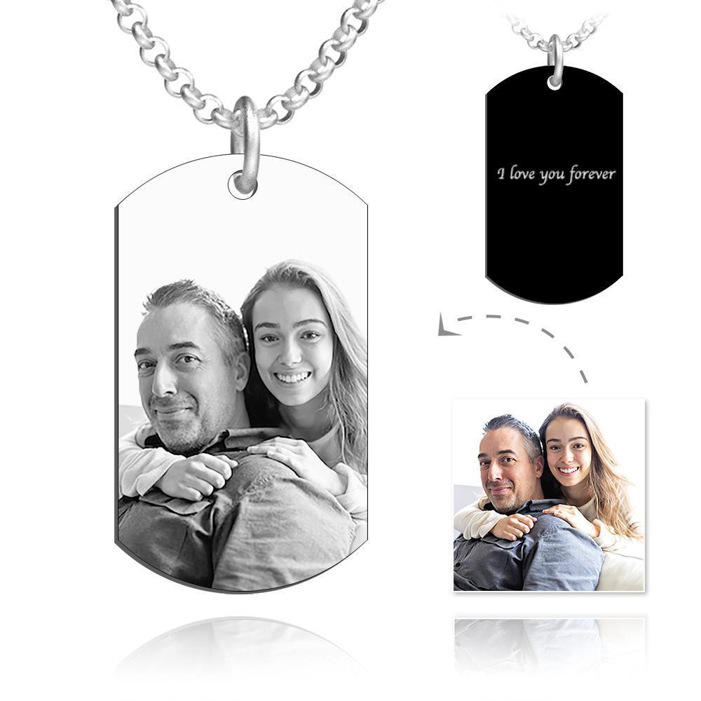 Christmas Gift Square Photo Necklace with Engraving