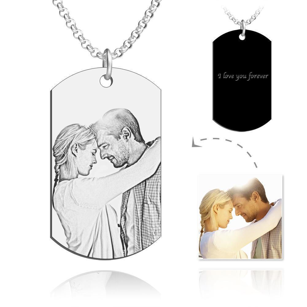 Christmas Gift Square Photo Necklace with Engraving