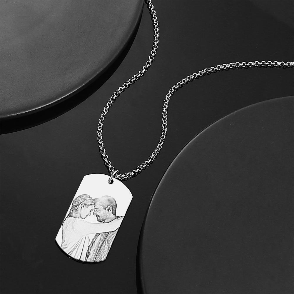 Christmas Gift Square Photo Necklace with Engraving