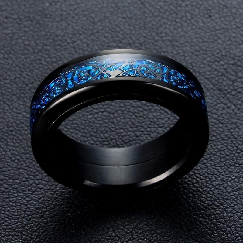 Valentine's Day Gift Wedding rings set his and hers-Couples Ring Set Clear Black & Blue Zirconia