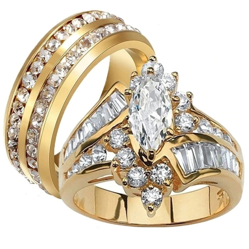Mother's Day Gift Wedding rings set his and hers-Couples Ring Set CURIOUS LOVE RINGS-Engravingift