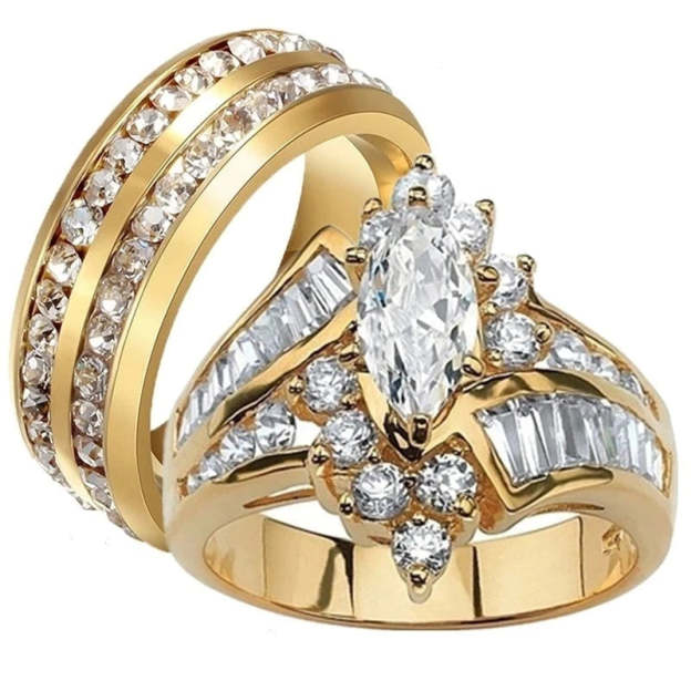 Mother's Day Gift Wedding rings set his and hers-Couples Ring Set CURIOUS LOVE RINGS-Engravingift