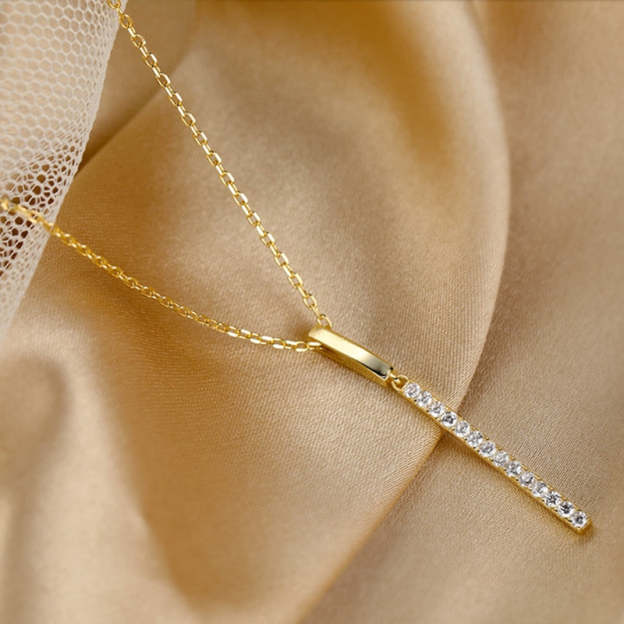 Mother's Day Gift Pavé Strip Pendant Necklace-Engravingift