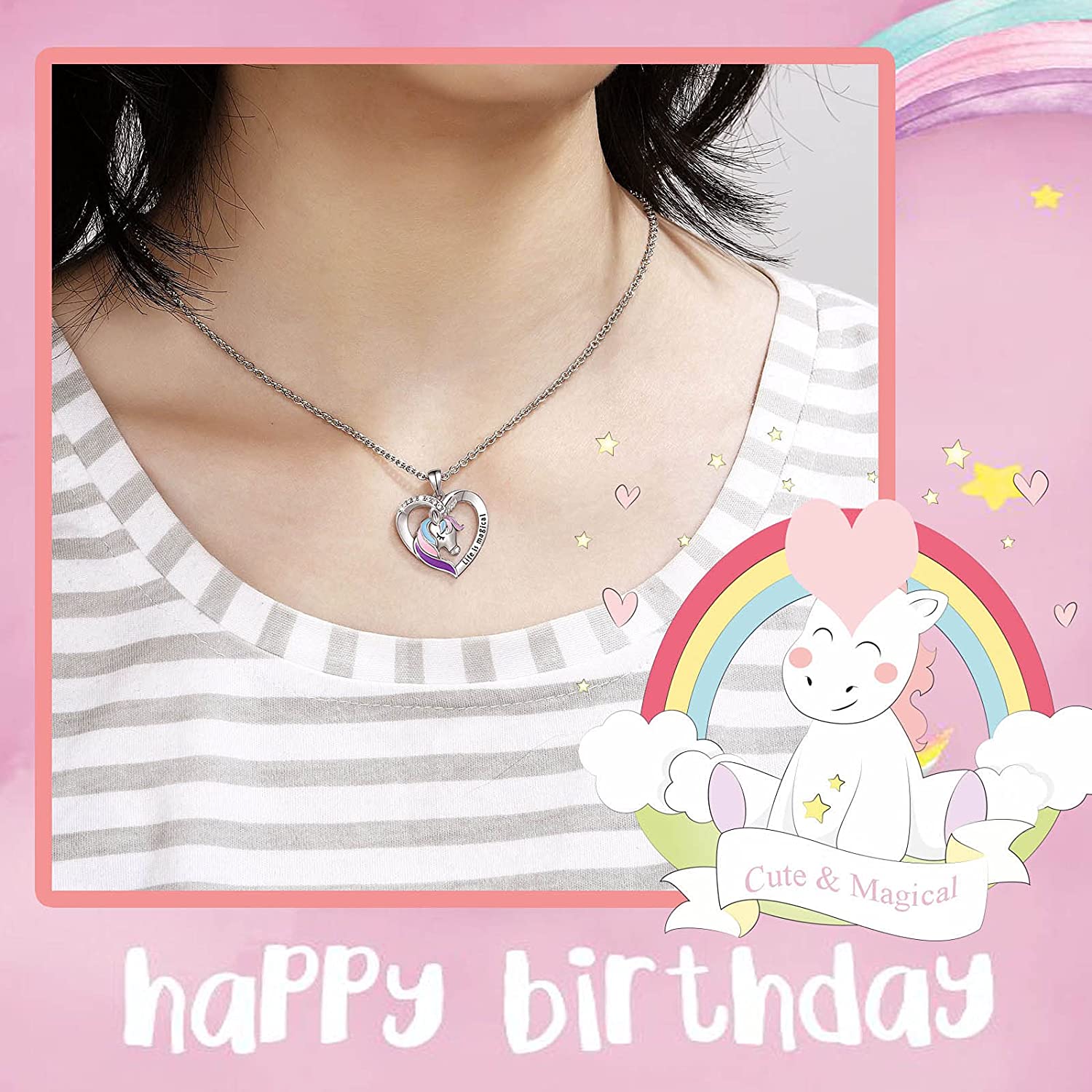 Mother's Day Gift Personalized Rainbow Unicorn Necklace-Engravingift