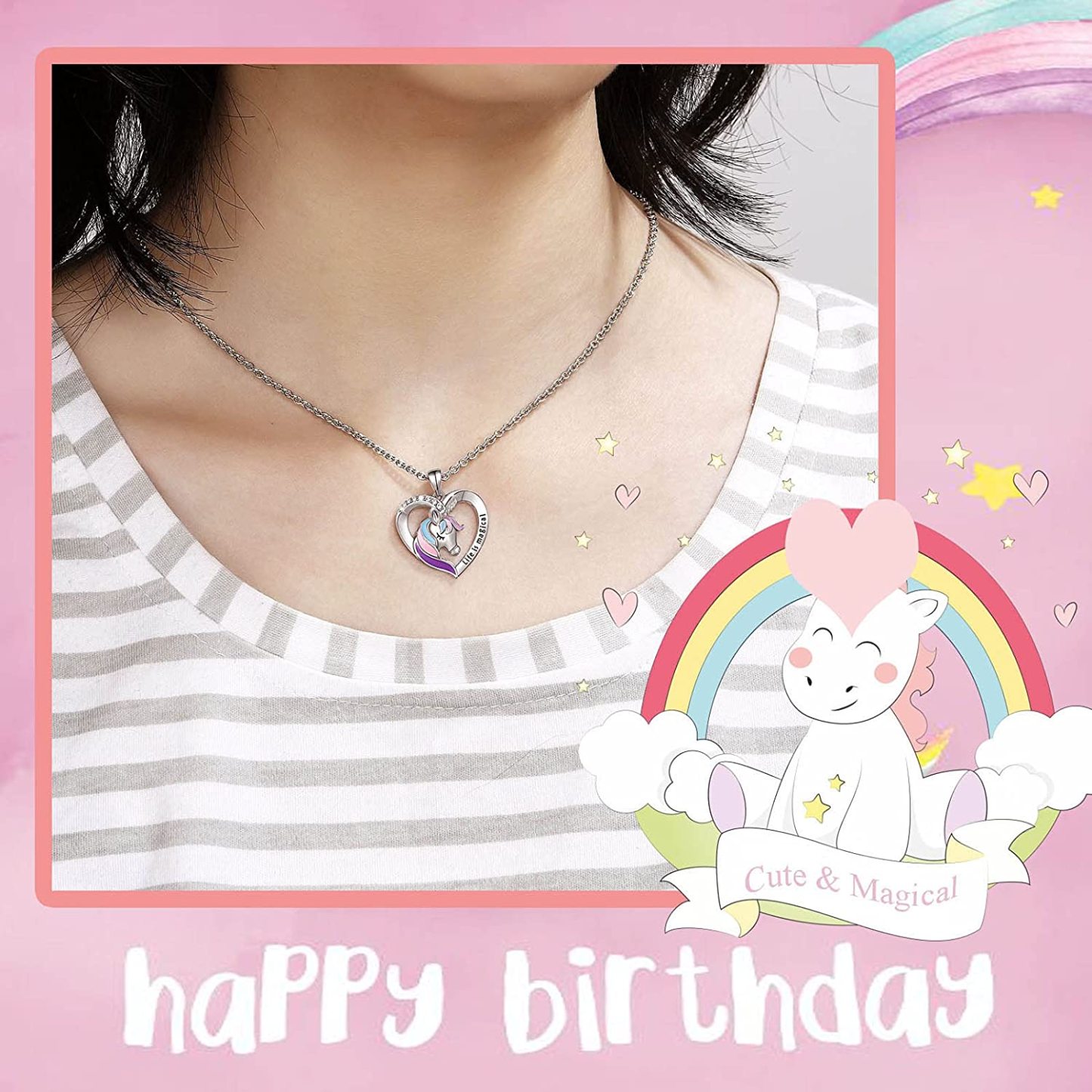 Mother's Day Gift Personalized Rainbow Unicorn Necklace-Engravingift