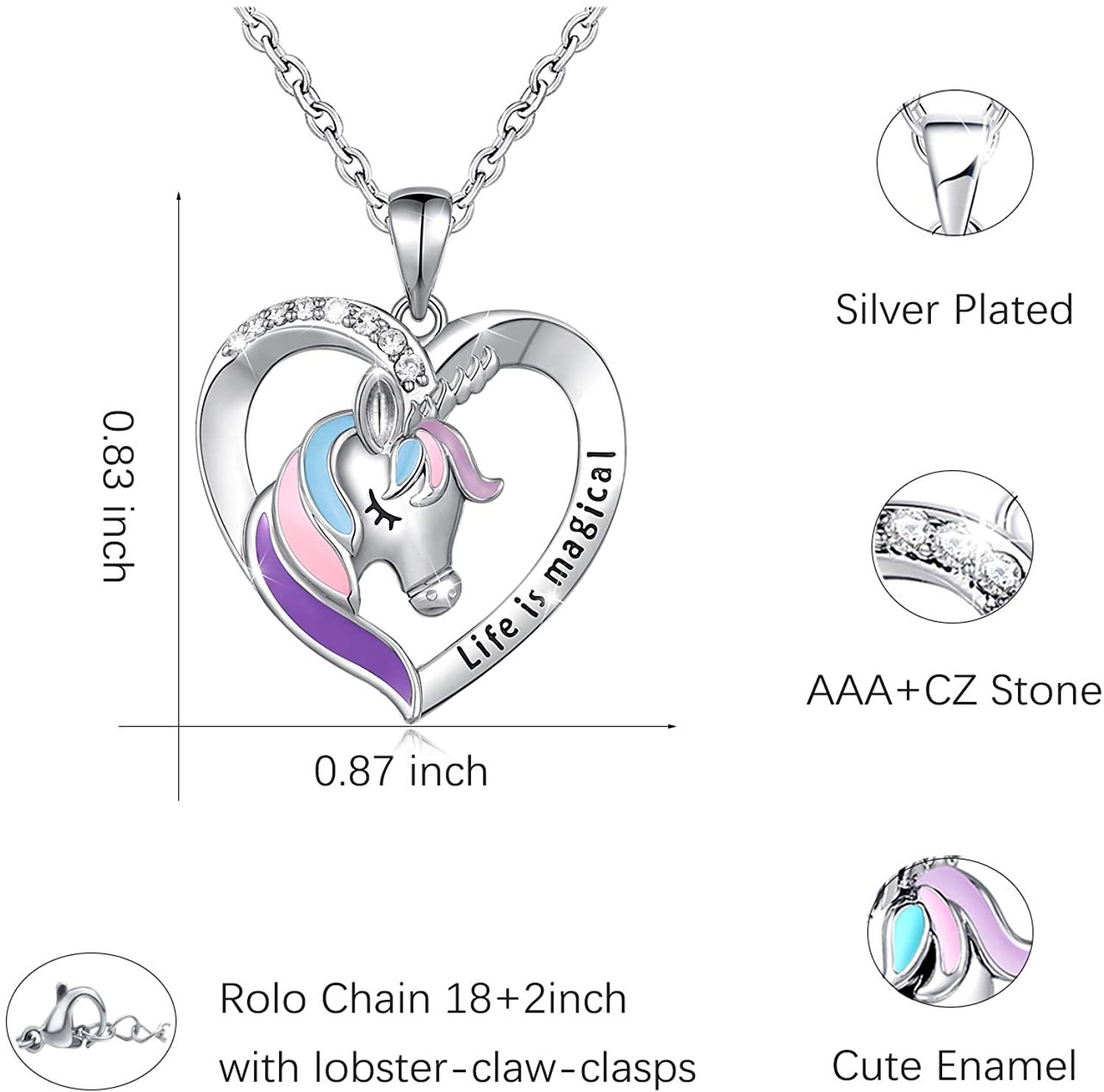 Mother's Day Gift Personalized Rainbow Unicorn Necklace-Engravingift