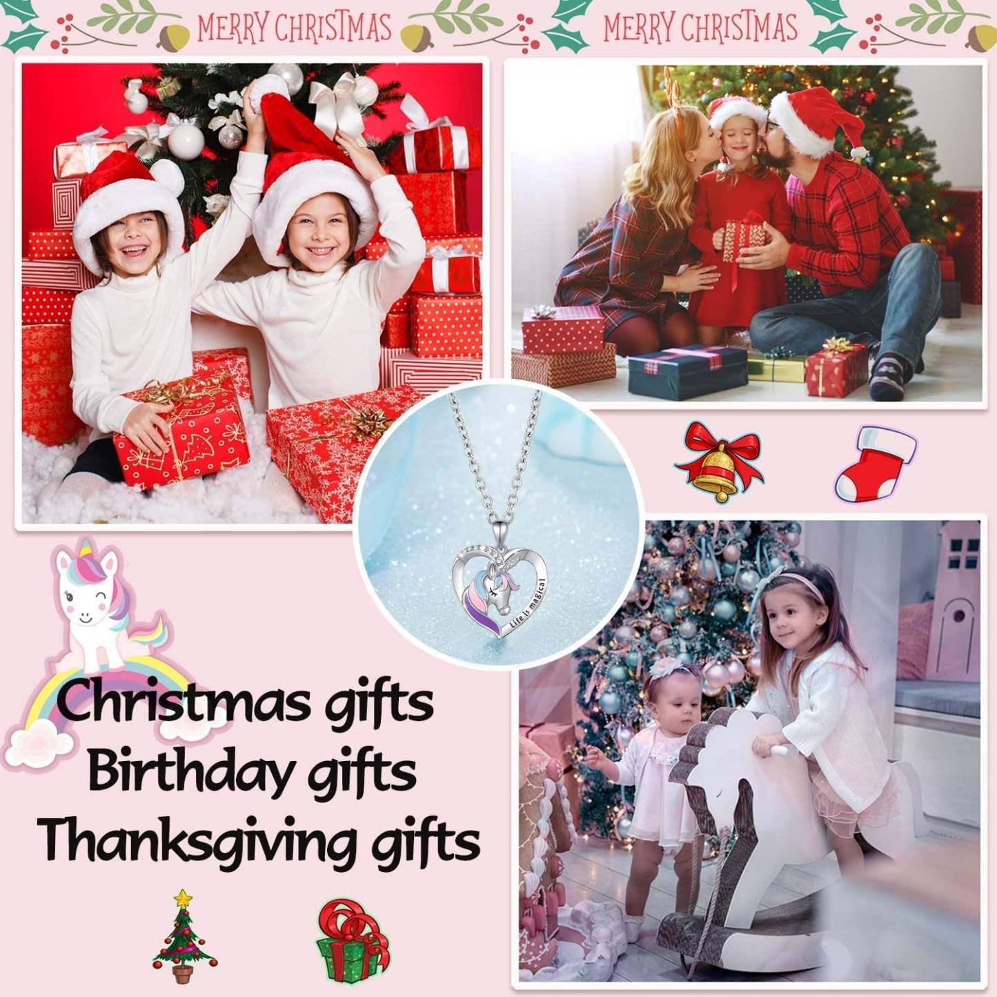 Mother's Day Gift Personalized Rainbow Unicorn Necklace-Engravingift