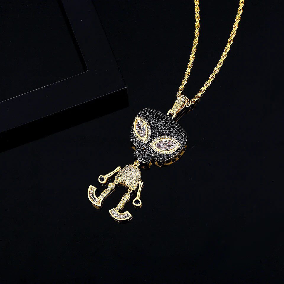 Hip Hop Fashion Alien Skeleton Pendant Necklace