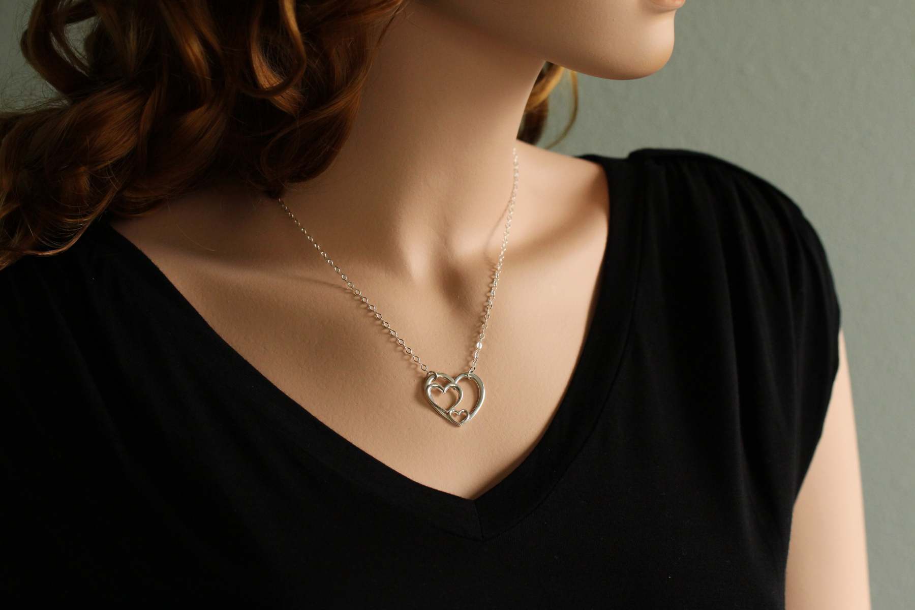 Mother's Day Gift Three Generations of Love Sterling Silver Heart Keepsake Necklace-Engravingift