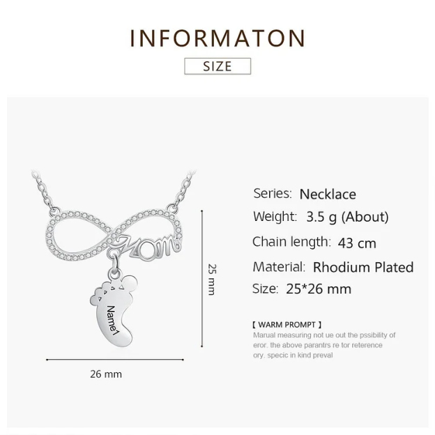 Infinity Baby Feet Necklace
