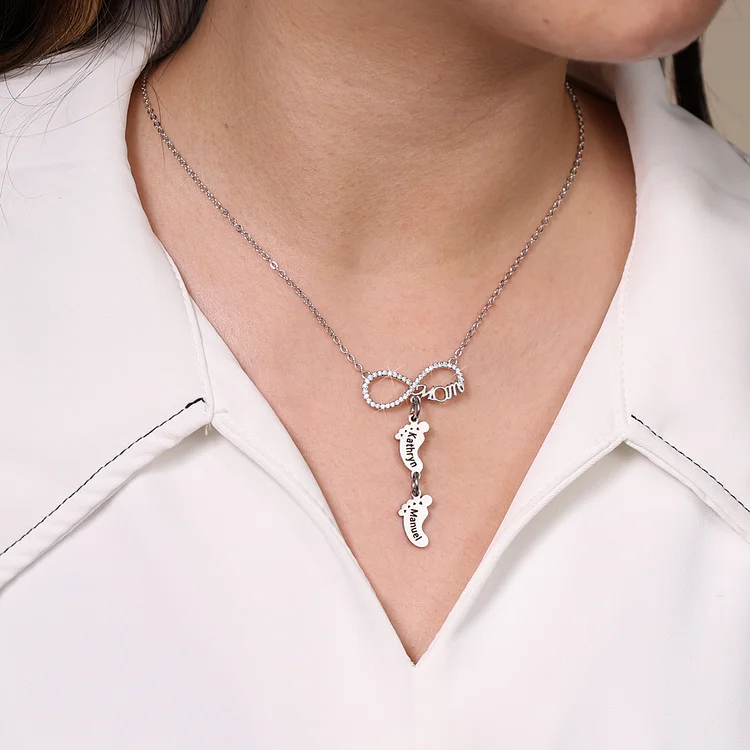 Infinity Baby Feet Necklace