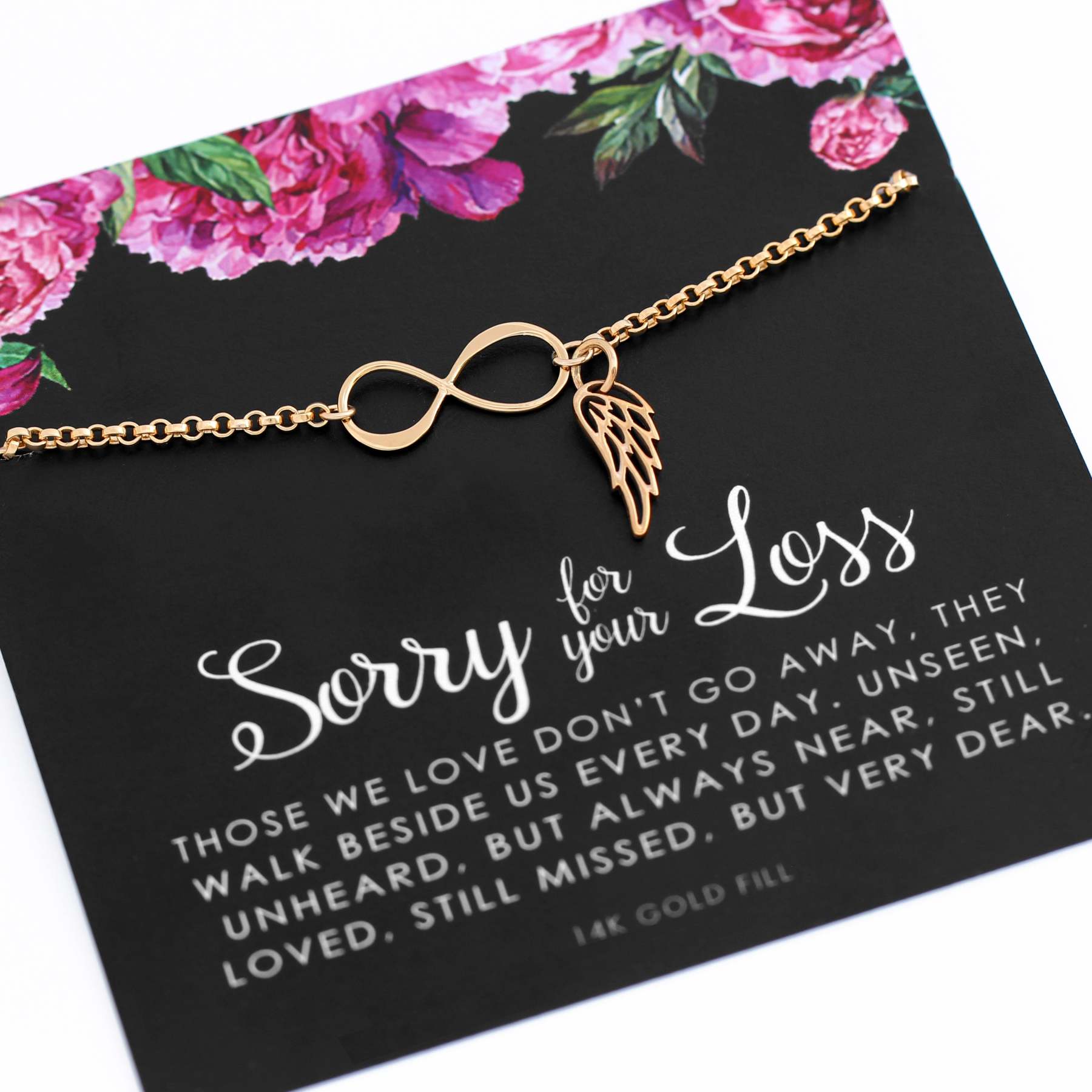 Mother's Day Gift Loss of Loved One Gift for Women Bracelet Infinity and Angel Wing Charm-Engravingift