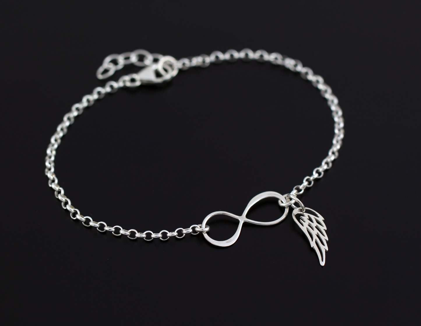 Mother's Day Gift Loss of Loved One Gift for Women Bracelet Infinity and Angel Wing Charm-Engravingift