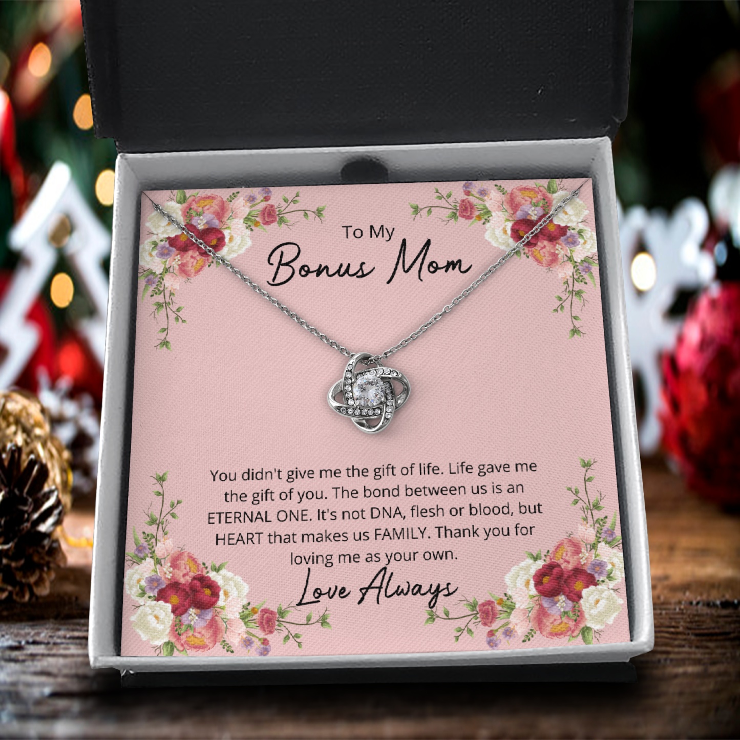Mother's Day Gift To My Bonus Mom - Love Knot Necklace-Engravingift