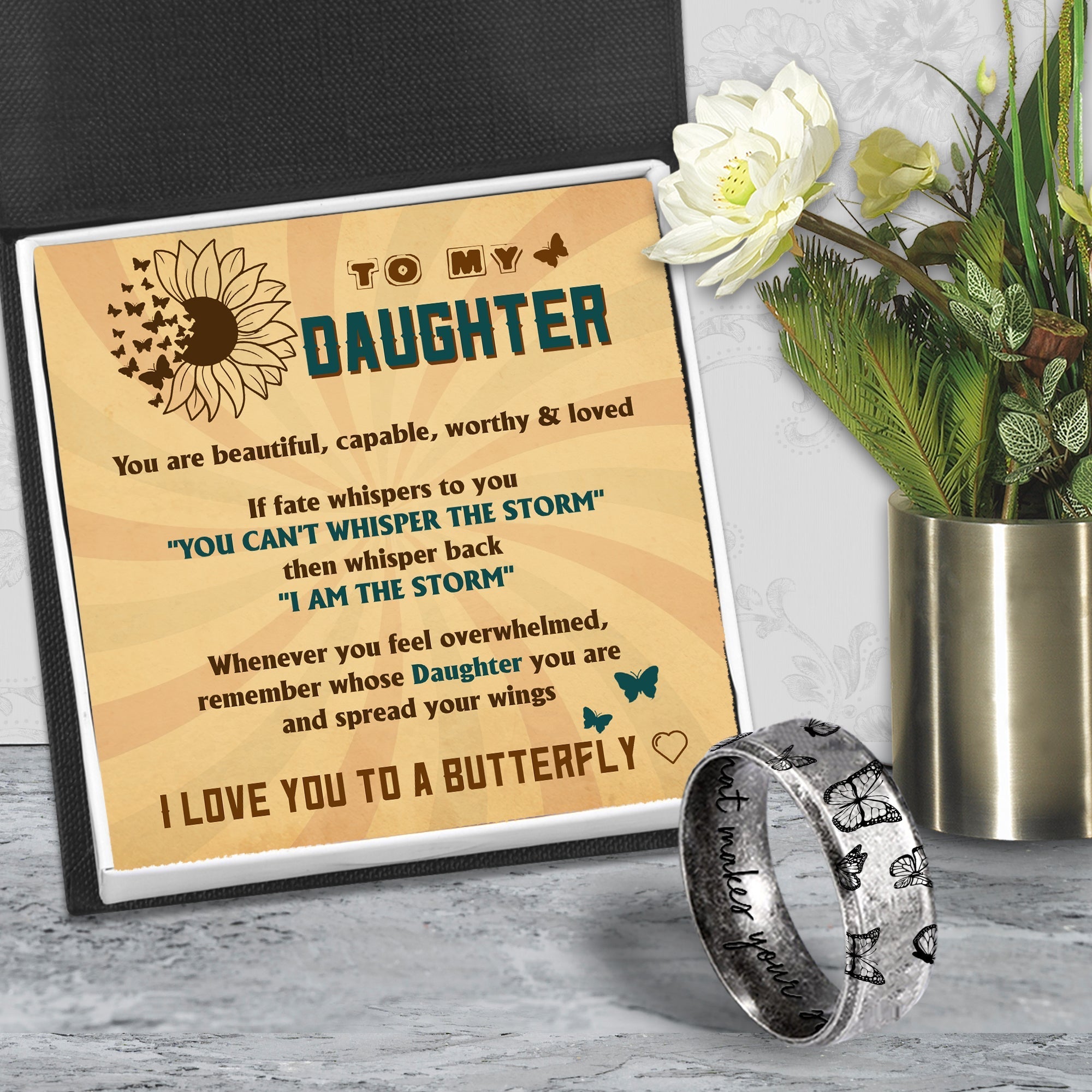 Mother's Day Gift Metal Butterfly Ring - Butterfly - To My Daughter - I Love You To A Butterfly-Engravingift