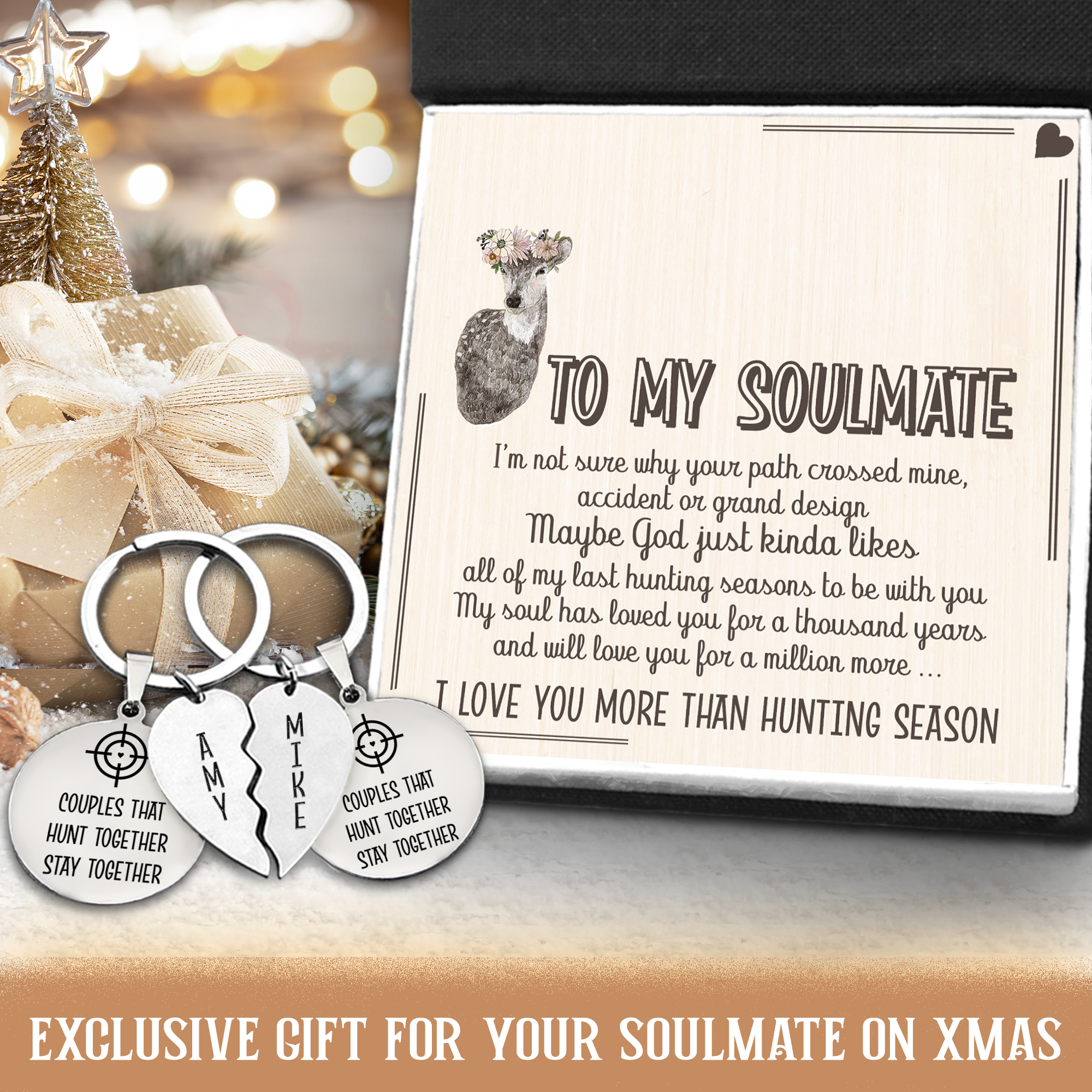 Mother's Day Gift Personalized Couple Keychains - Hunting - To My Soulmate - I Love You More Than Hunting Season-Engravingift