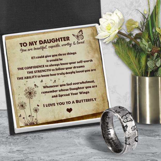 Mother's Day Gift Metal Butterfly Ring - Butterfly - To My Daughter - I Love You To A Butterfly-Engravingift
