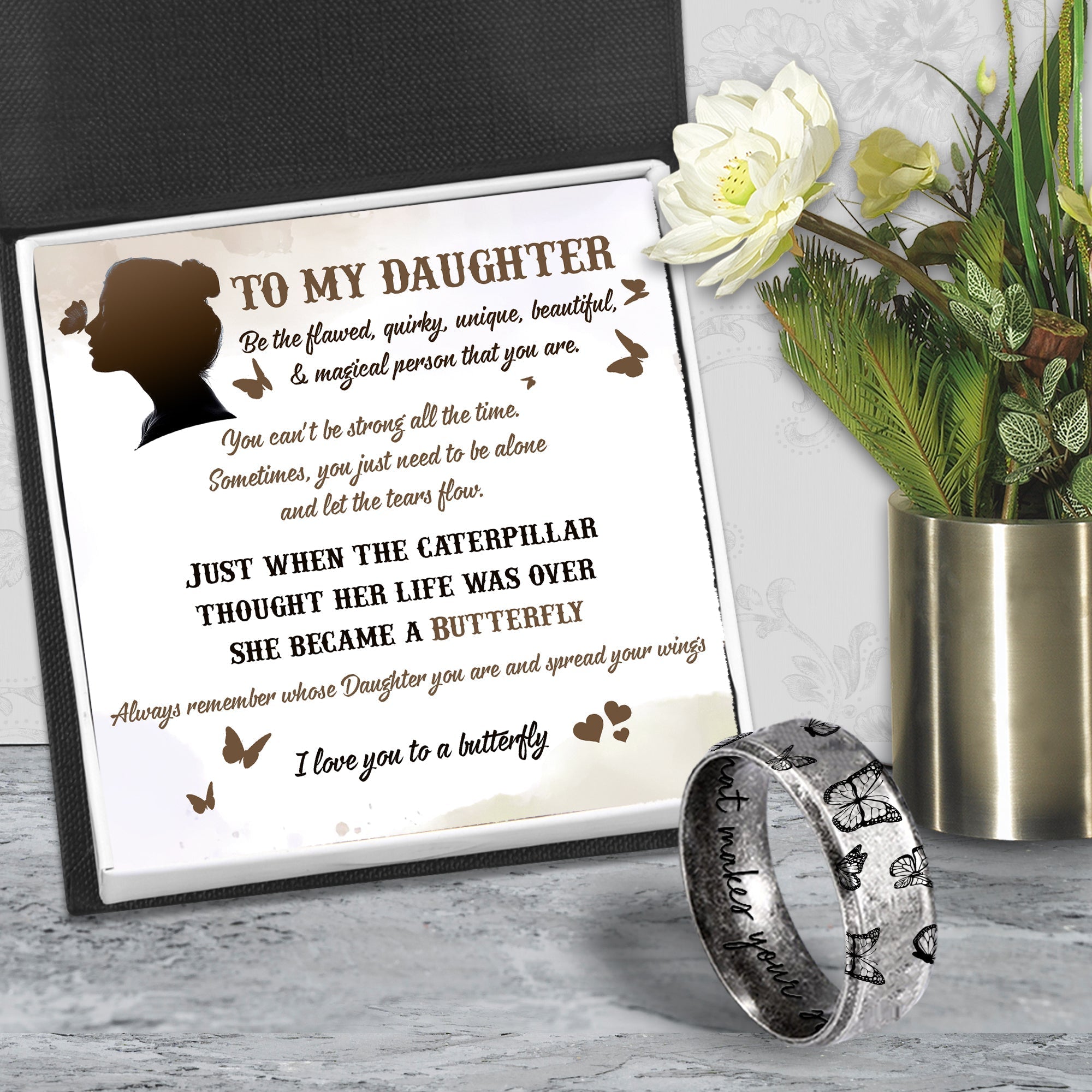 Mother's Day Gift Metal Butterfly Ring - Butterfly - To My Daughter - I Love You To A Butterfly-Engravingift