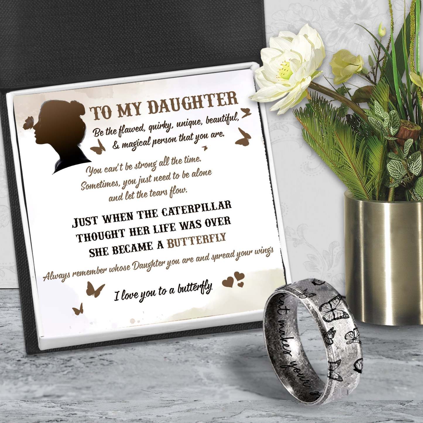 Mother's Day Gift Metal Butterfly Ring - Butterfly - To My Daughter - I Love You To A Butterfly-Engravingift