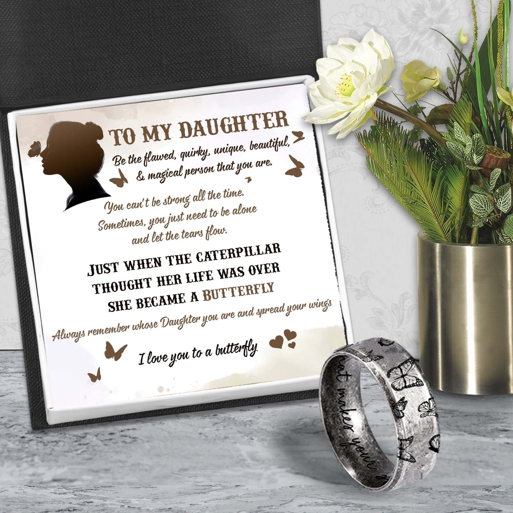 Mother's Day Gift Metal Butterfly Ring - Butterfly - To My Daughter - I Love You To A Butterfly-Engravingift