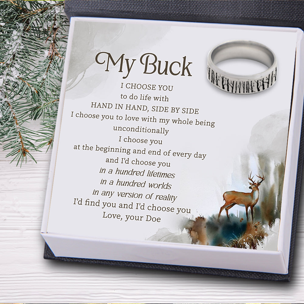 Valentine's Day gift Forest Ring - Hunting - To My Buck - Hand In Hand, Side By Side