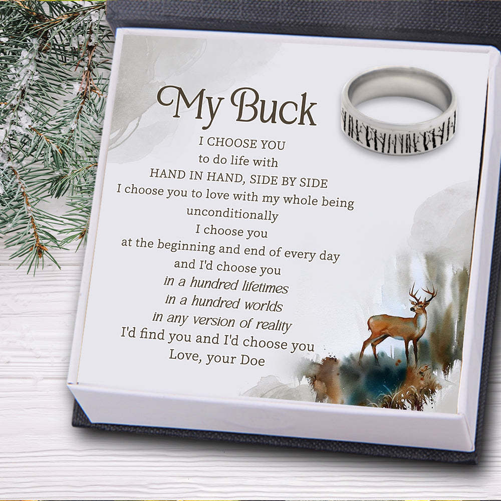 Valentine's Day gift Forest Ring - Hunting - To My Buck - Hand In Hand, Side By Side