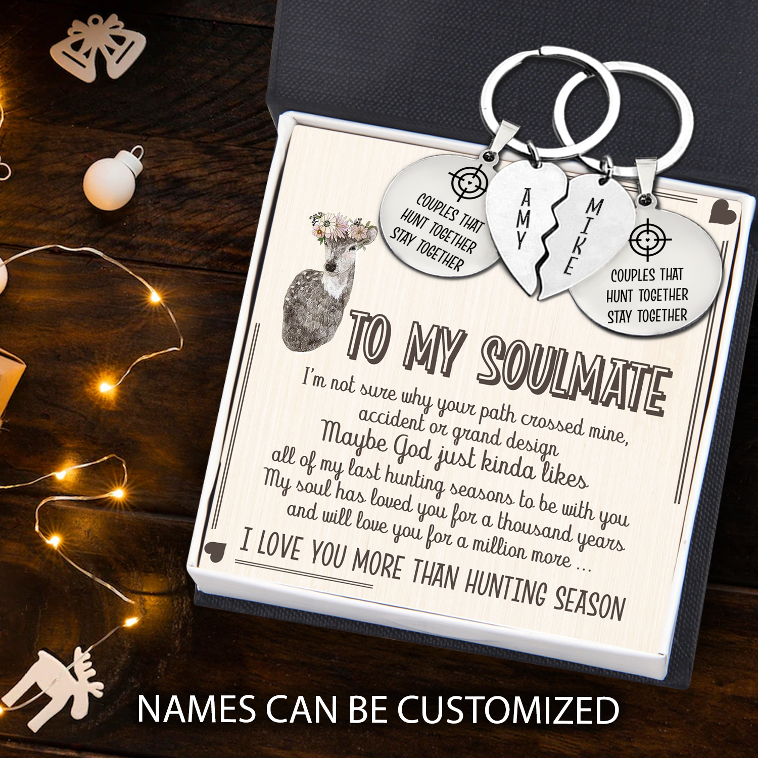 Mother's Day Gift Personalized Couple Keychains - Hunting - To My Soulmate - I Love You More Than Hunting Season-Engravingift