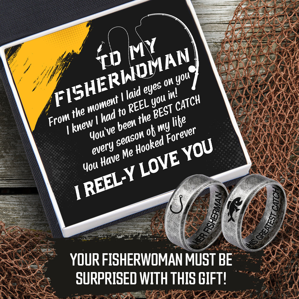 Mother's Day Gift  Fishing Couple Ring - Fishing - To My Fisherwoman - I Reel-y Love You-Engravingift