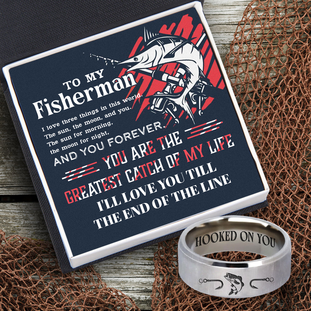 Mother's Day Gift Mother's Day gift Fishing Ring - Fishing - To My Man - I'll Love You Till The End Of The Line-Engravingift