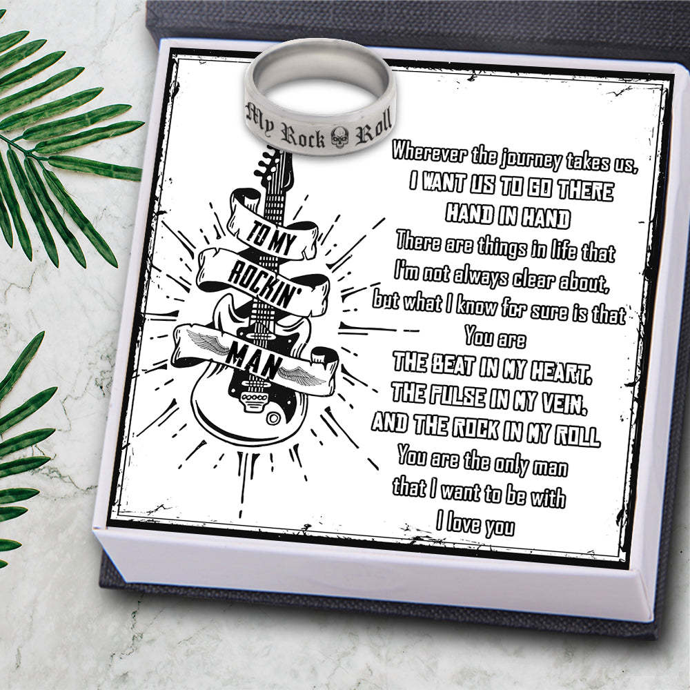 Mother's Day Gift Rock 'N' Roll Ring - Guitar - To My Rockin' Man - You Are The Beat In My Heart-Engravingift
