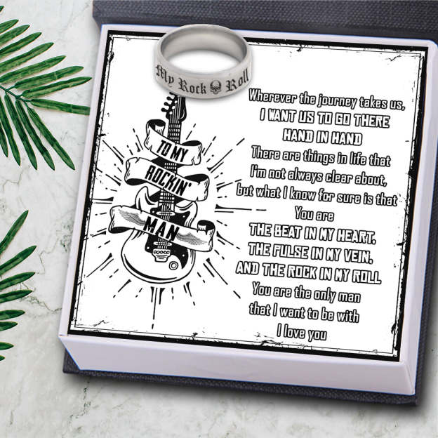 Mother's Day Gift Rock 'N' Roll Ring - Guitar - To My Rockin' Man - You Are The Beat In My Heart-Engravingift