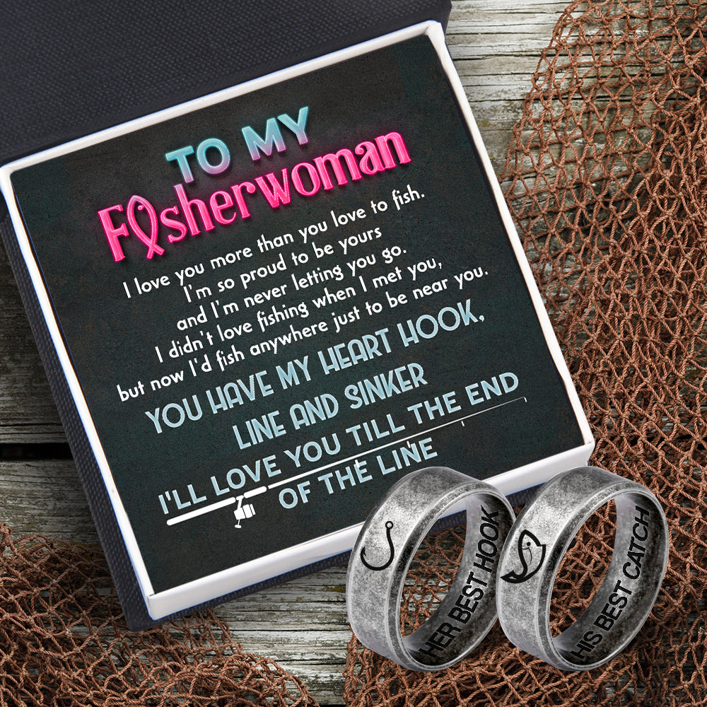 Mother's Day Gift  Fishing Couple Ring - Fishing - To My Fisherwoman - I Love You More Than You Love To Fish-Engravingift