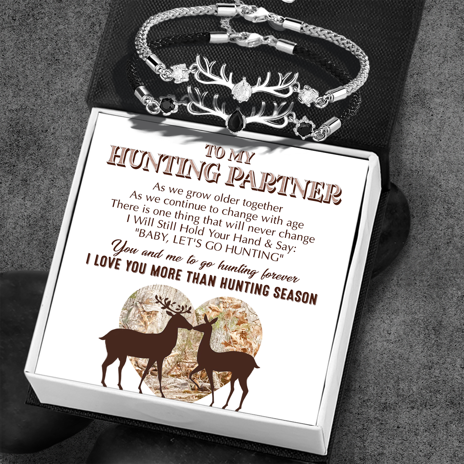 Christmas Gift Hunting Couple Bracelets - Hunting - To My Hunting Partner - I Love You More Than Hunting Season