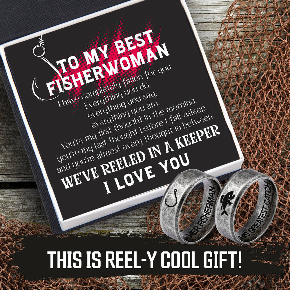 Mother's Day Gift Fishing Couple Ring - Fishing - To My Fisherwoman - I Love You-Engravingift