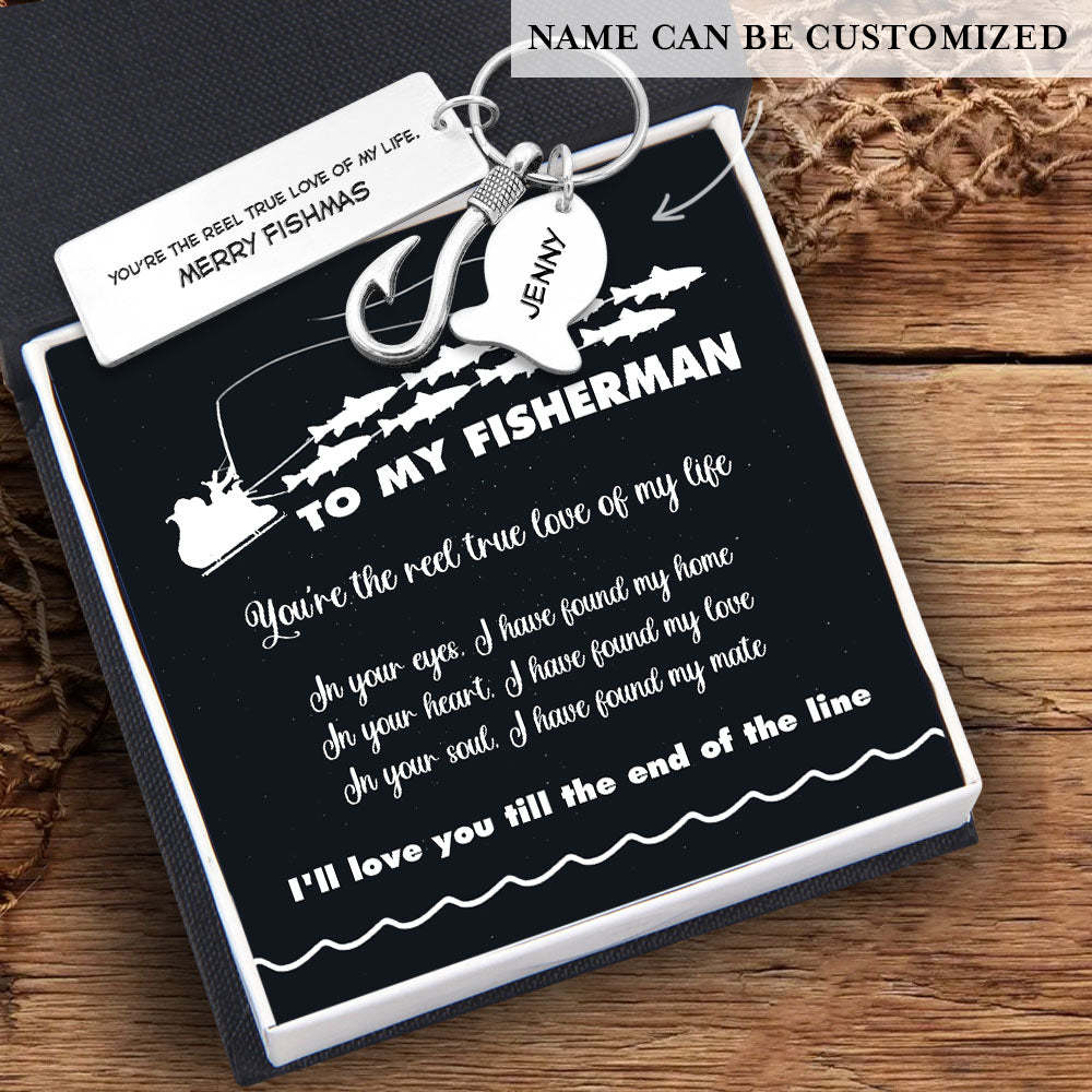 Mother's Day Gift Personalised Fishing Hook Keychain - Fishing - To My Man - You're The Reel True Love Of My Life-Engravingift