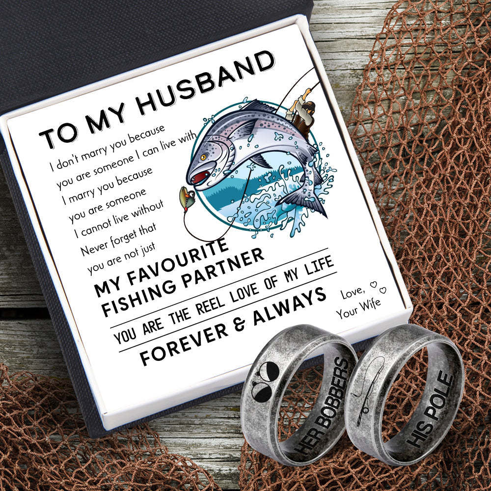 Mother's Day Gift Fishing Couple Ring - Fishing - To My Husband - You Are The Reel Love Of My Life-Engravingift