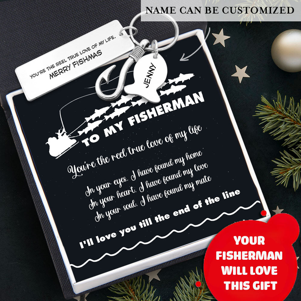 Mother's Day Gift Personalised Fishing Hook Keychain - Fishing - To My Man - You're The Reel True Love Of My Life-Engravingift