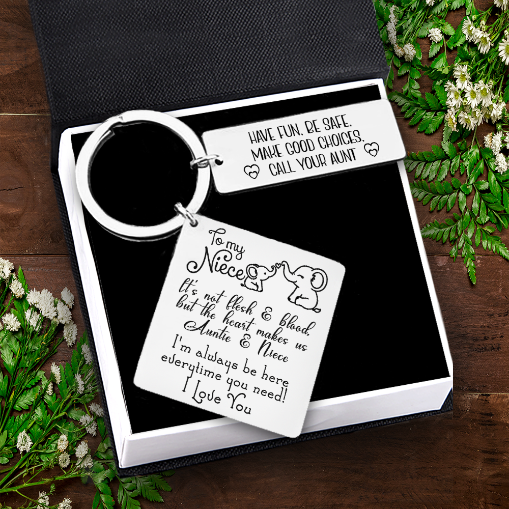 Mother's Day Gift Calendar Keychain - Family - To My Niece - The Heart Makes Us Auntie & Niece-Engravingift