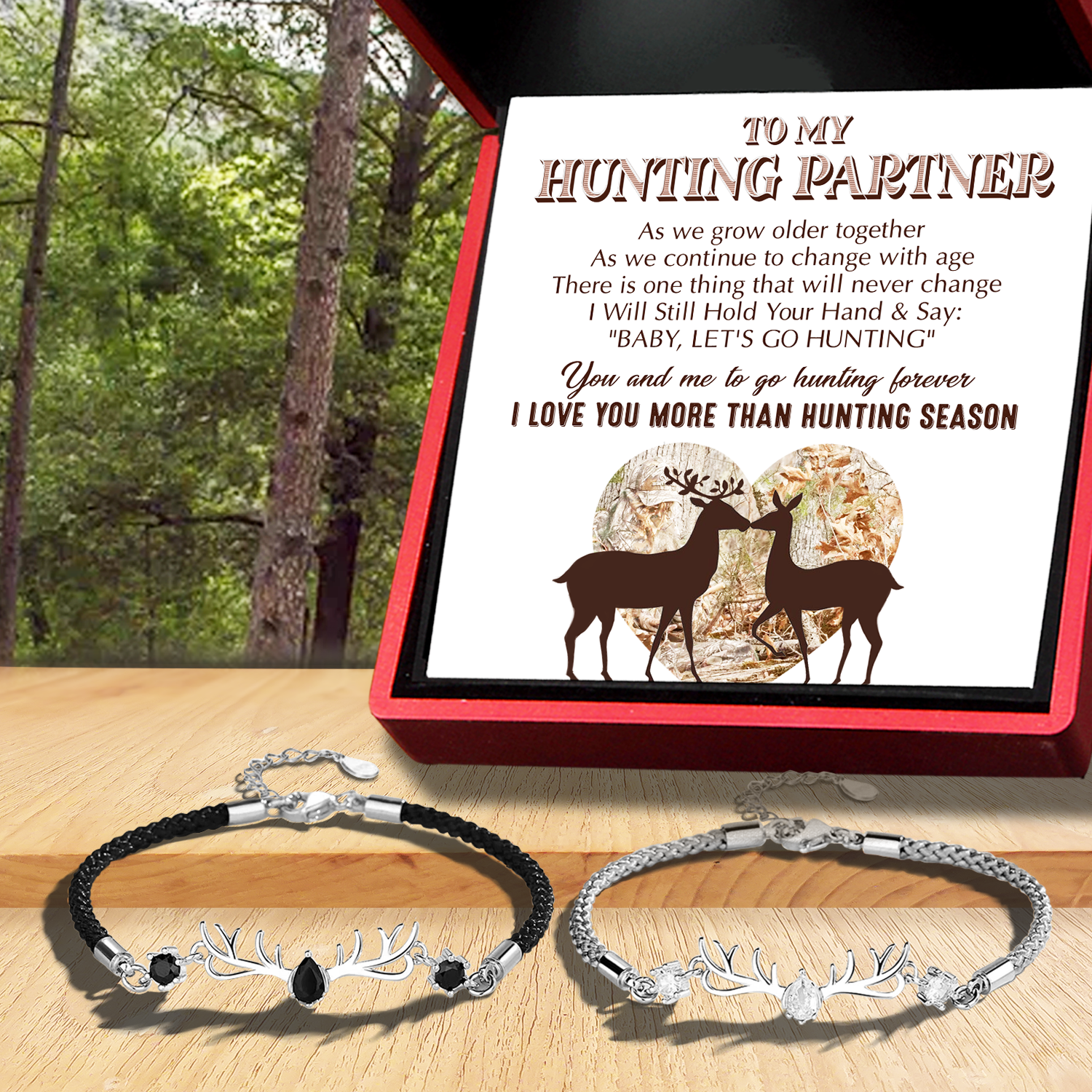 Mother's Day Gift Hunting Couple Bracelets - Hunting - To My Hunting Partner - I Love You More Than Hunting Season-Engravingift