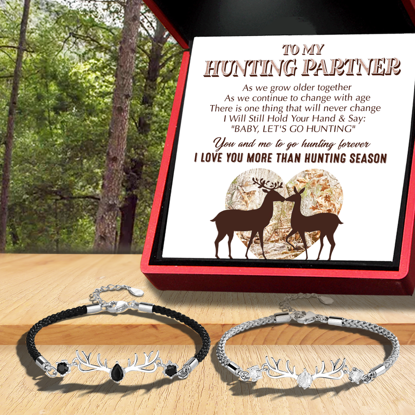 Mother's Day Gift Hunting Couple Bracelets - Hunting - To My Hunting Partner - I Love You More Than Hunting Season-Engravingift