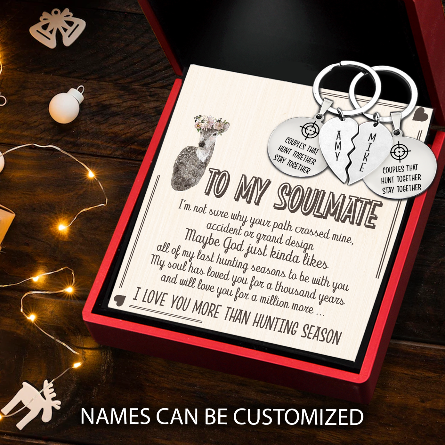 Mother's Day Gift Personalized Couple Keychains - Hunting - To My Soulmate - I Love You More Than Hunting Season-Engravingift