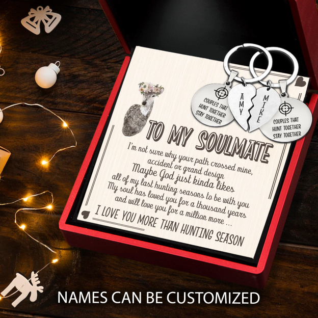 Mother's Day Gift Personalized Couple Keychains - Hunting - To My Soulmate - I Love You More Than Hunting Season-Engravingift