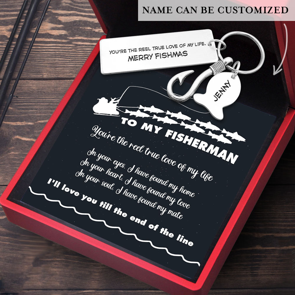 Mother's Day Gift Personalised Fishing Hook Keychain - Fishing - To My Man - You're The Reel True Love Of My Life-Engravingift