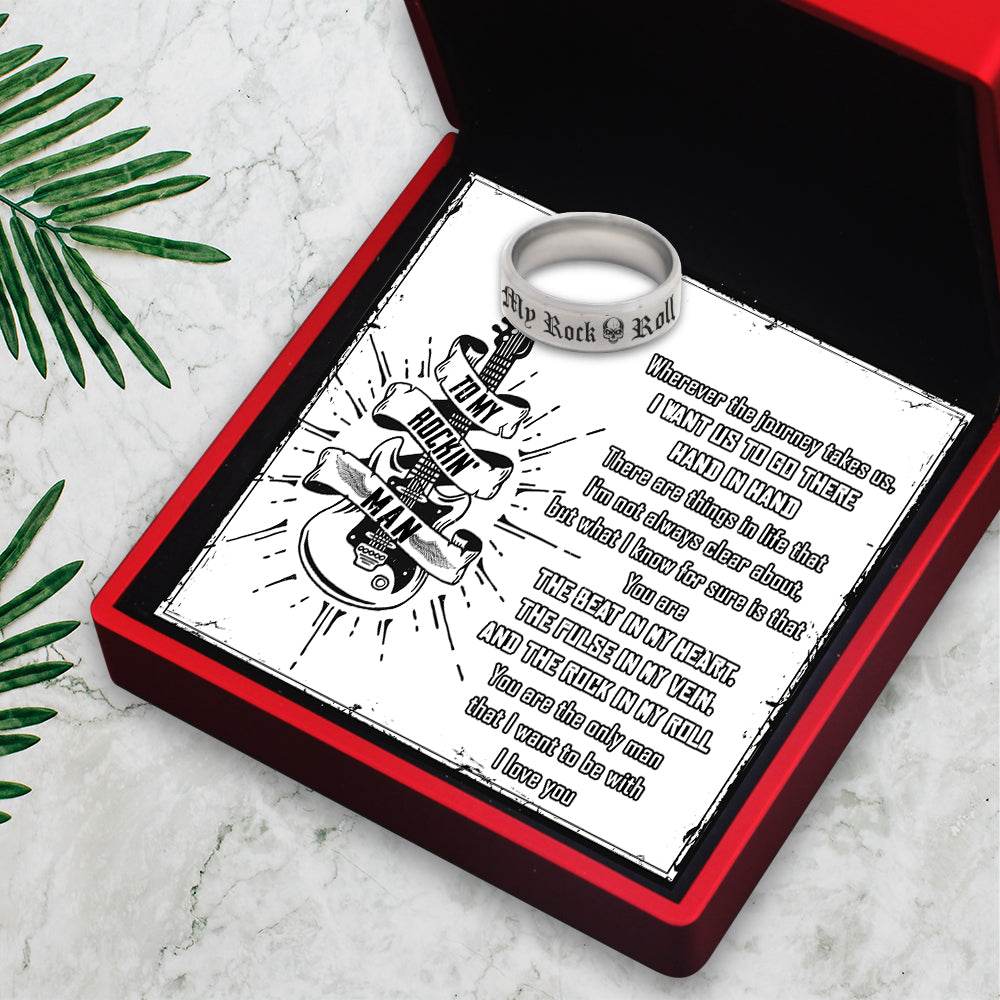 Mother's Day Gift Rock 'N' Roll Ring - Guitar - To My Rockin' Man - You Are The Beat In My Heart-Engravingift