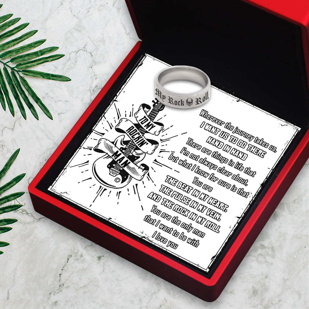Mother's Day Gift Rock 'N' Roll Ring - Guitar - To My Rockin' Man - You Are The Beat In My Heart-Engravingift