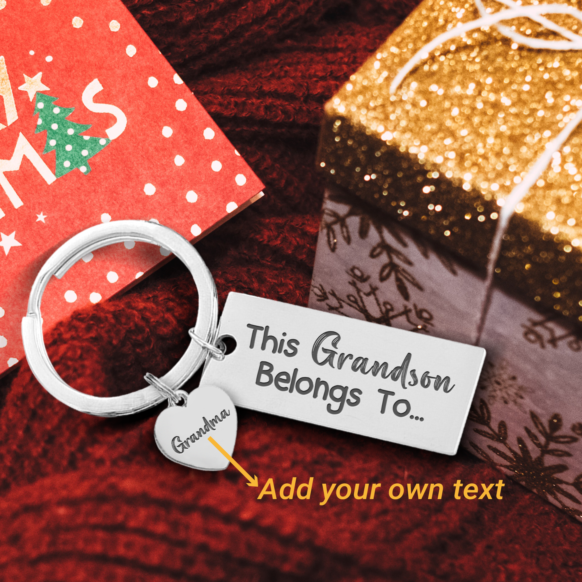 Mother's Day Gift Personalized Engraved Keychain - Family - To My Grandson - I Love You-Engravingift