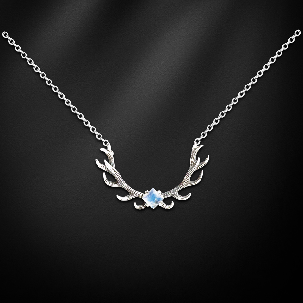 Mother's Day Gift Antler Moonstone Necklace - Hunting - To My Girlfriend - The Day We Met I Knew My Hunt Was Done For-Engravingift