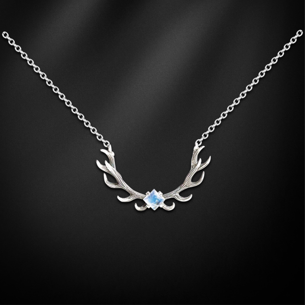 Mother's Day Gift Antler Moonstone Necklace - Hunting - To My Girlfriend - The Day We Met I Knew My Hunt Was Done For-Engravingift