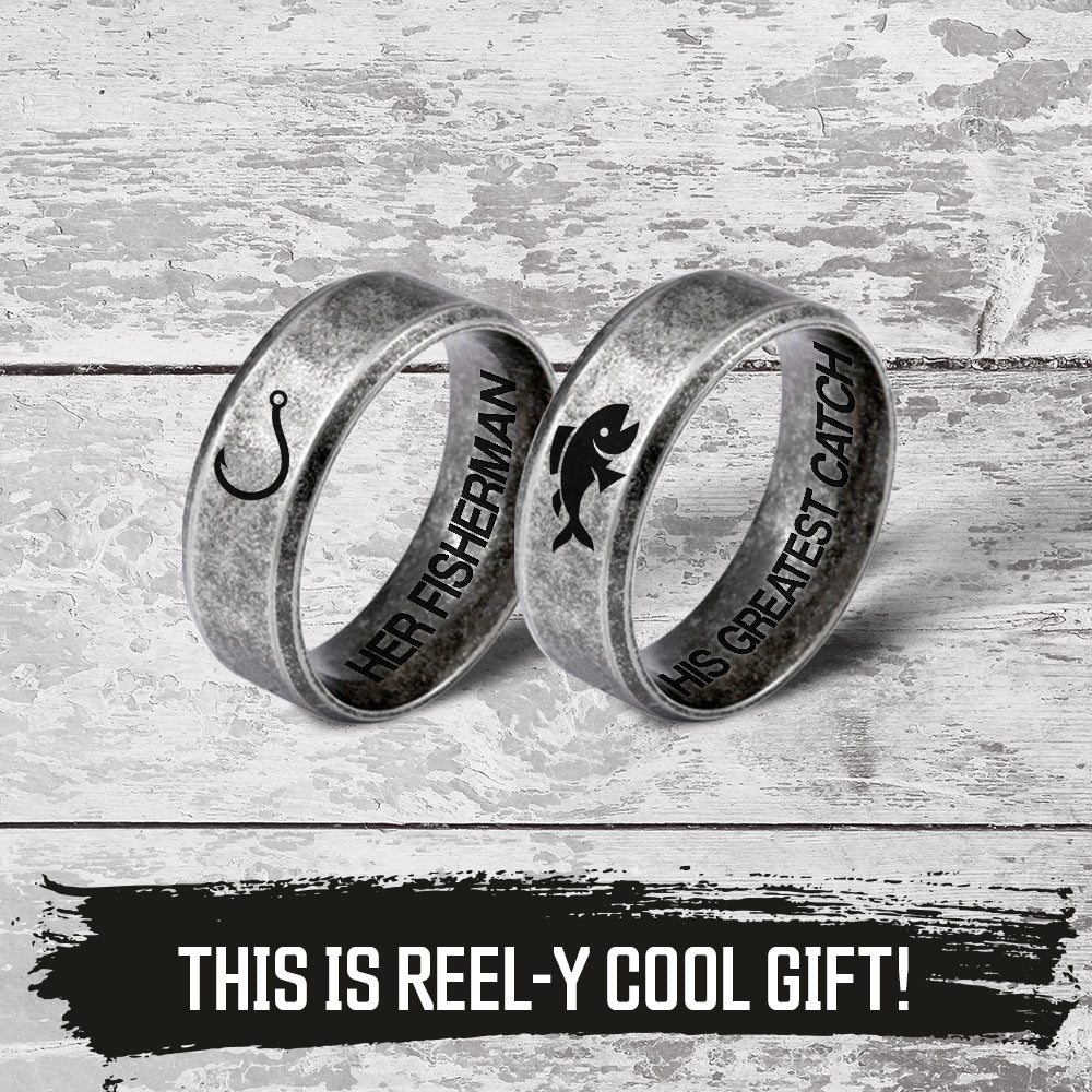 Mother's Day Gift Fishing Couple Ring - Fishing - To My Fisherwoman - I Love You-Engravingift