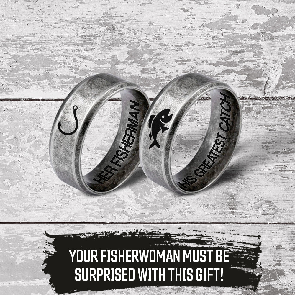 Mother's Day Gift  Fishing Couple Ring - Fishing - To My Fisherwoman - I Reel-y Love You-Engravingift